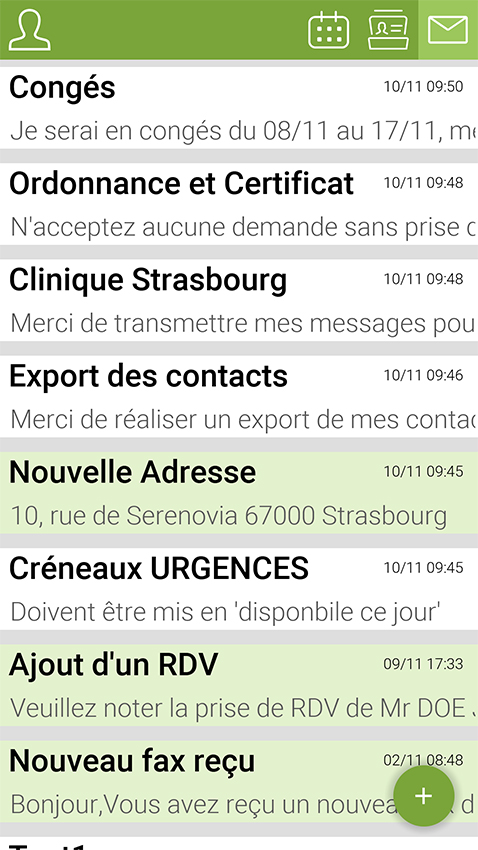 Application mobile - Messages